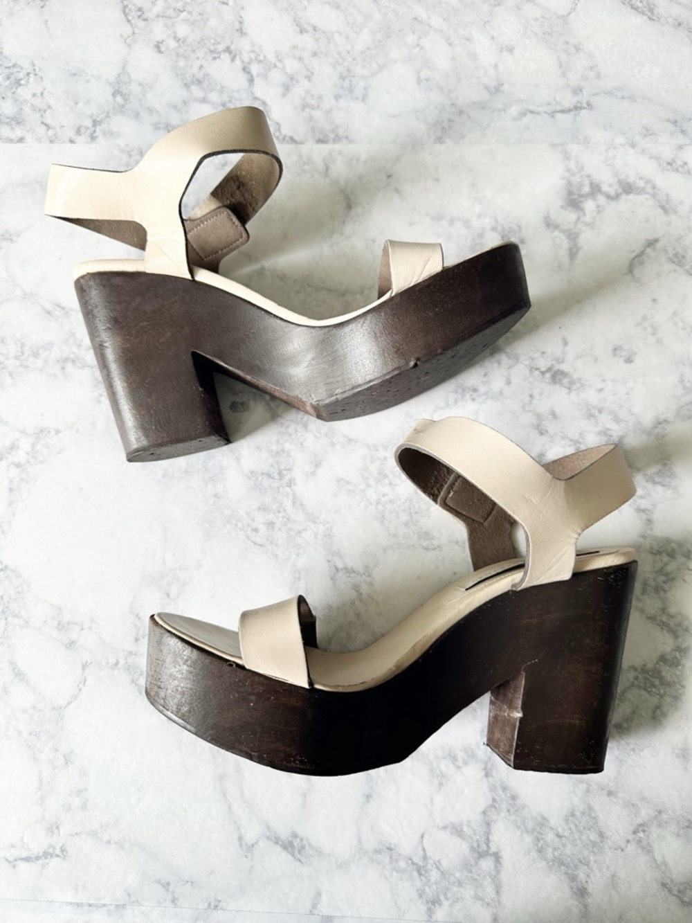 Stella McCartney Beige Chunky Wooden Platform Sandals - Picture 3 of 12